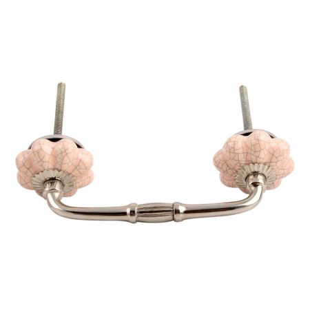 Baby Pink Crackle Ceramic Melon Bridge Handle